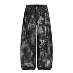 Studded Black Paint Splatter Wide Leg Jeans