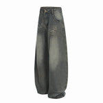 Studded Cross Detail Vintage Washed Wide Leg Denim
