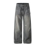 Wide Leg Banana Jeans Cat Whisker Painted Denim