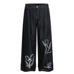 Floral Print Vintage Wide Leg Jeans