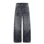 Faded Grey Vintage Wash Wide-Leg Jeans