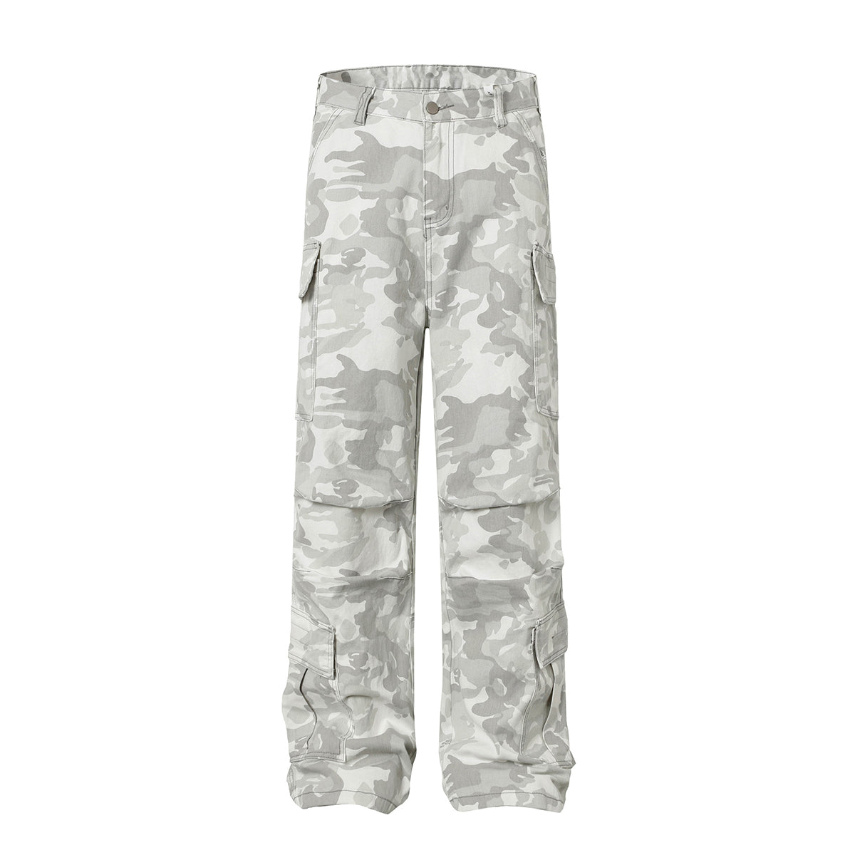 Snow Camo Combat Multi Pocket Wide Leg Cargo Pants