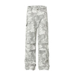 Snow Camo Combat Multi Pocket Wide Leg Cargo Pants
