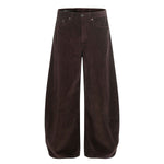 Dark Brown Wide Leg Relaxed Corduroy Pants