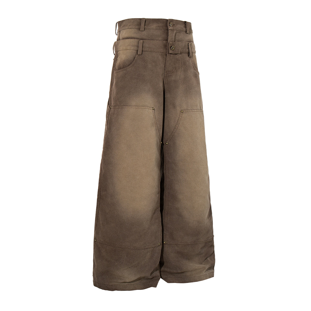Reinforced Stitching Brown Vintage Wide Leg Painter Pants