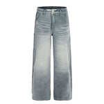 Light Blue Vintage Washed Wide Leg Jeans