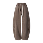 Vintage Washed Curved Panel Wide Drawstring Pants