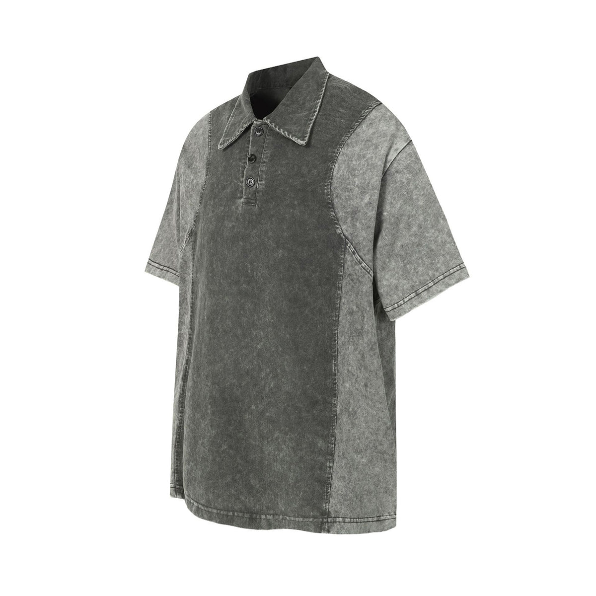 Two Tone Vintage Wash Contrast Panels Polo Shirt