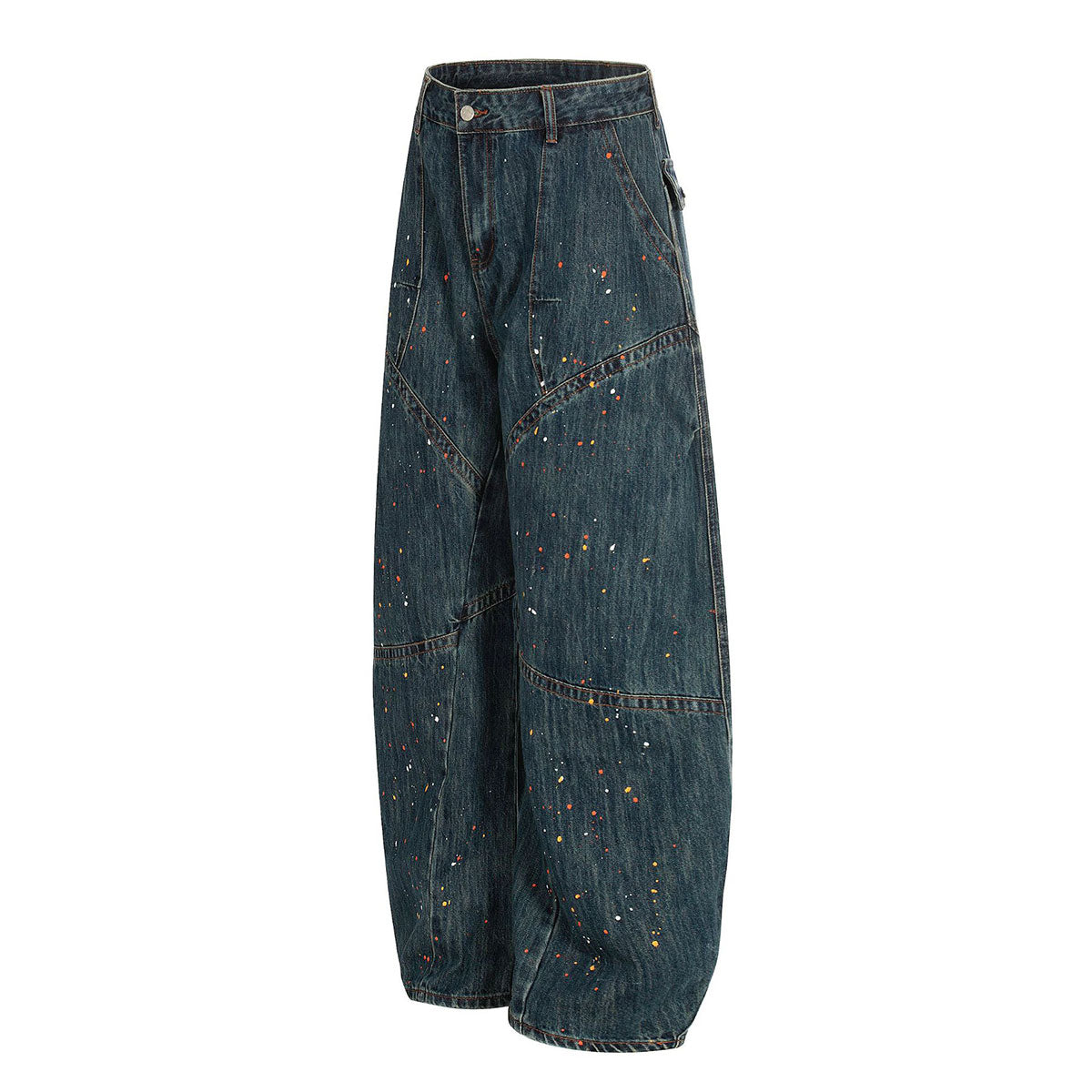 Paint Splatter American High Street Wide Denim