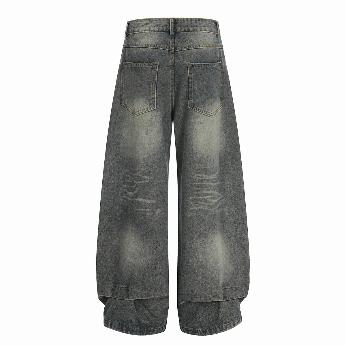 Studded Cross Detail Vintage Washed Wide Leg Denim