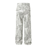 Snow Camo Combat Multi Pocket Wide Leg Cargo Pants