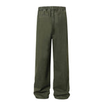 Cargo Style Casual Washed Green Straight Leg Pants