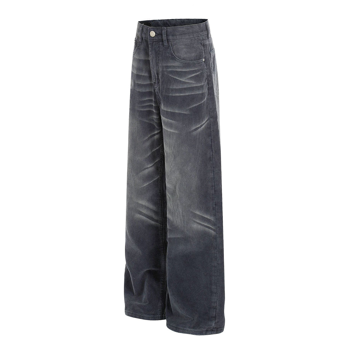 Faded Grey Vintage Wash Wide-Leg Jeans