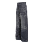 Faded Grey Vintage Wash Wide-Leg Jeans