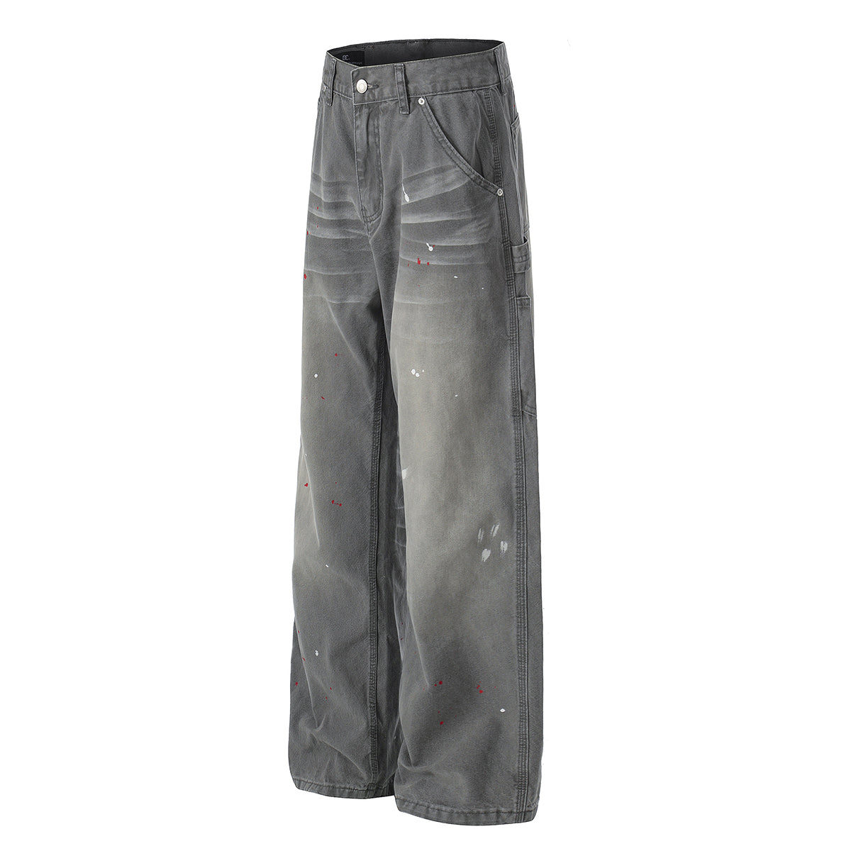 Wide Leg Banana Jeans Cat Whisker Painted Denim