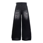 Black Wide Leg Jeans Snake Print Faded Detailing