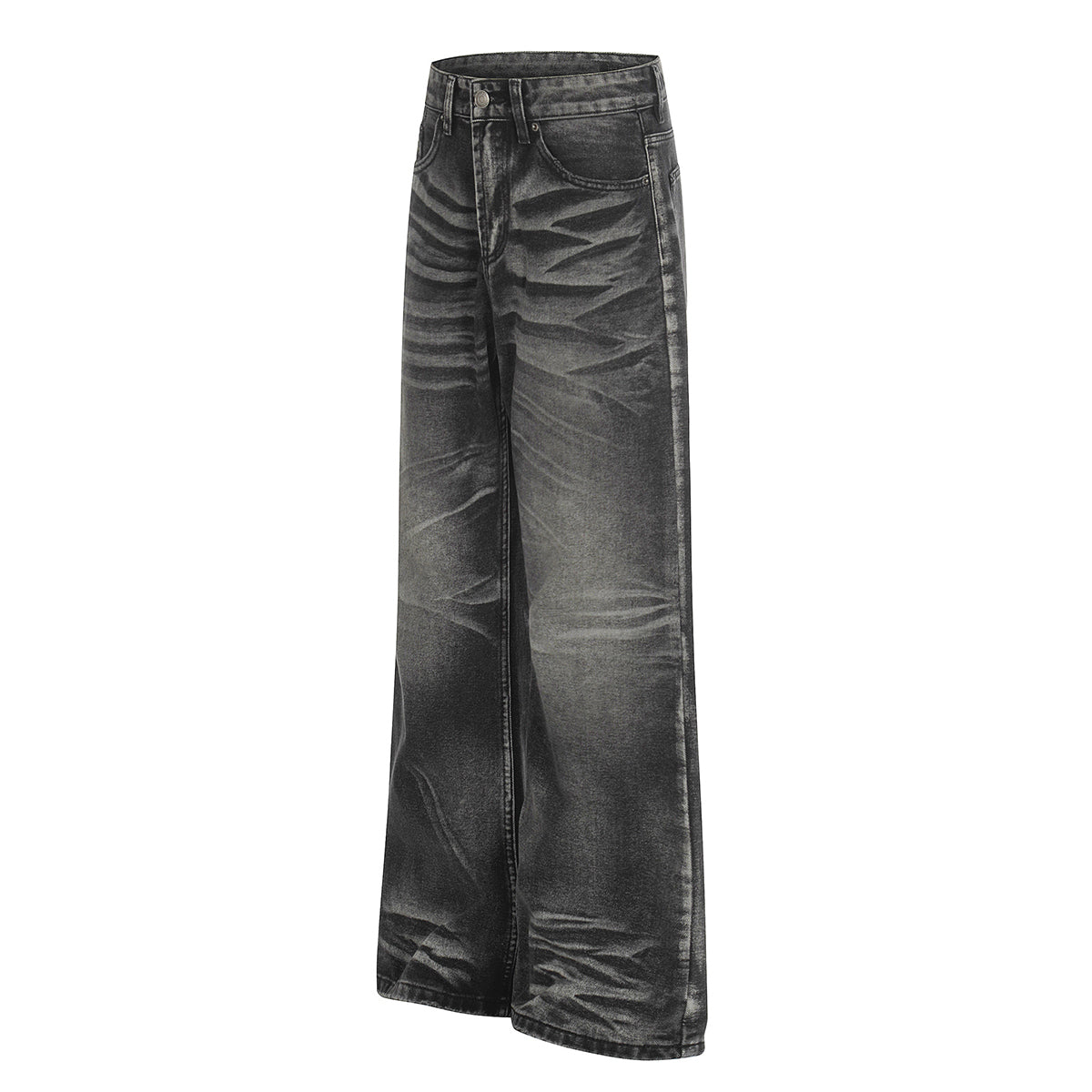 American High-Street Black Washed Flared Jeans