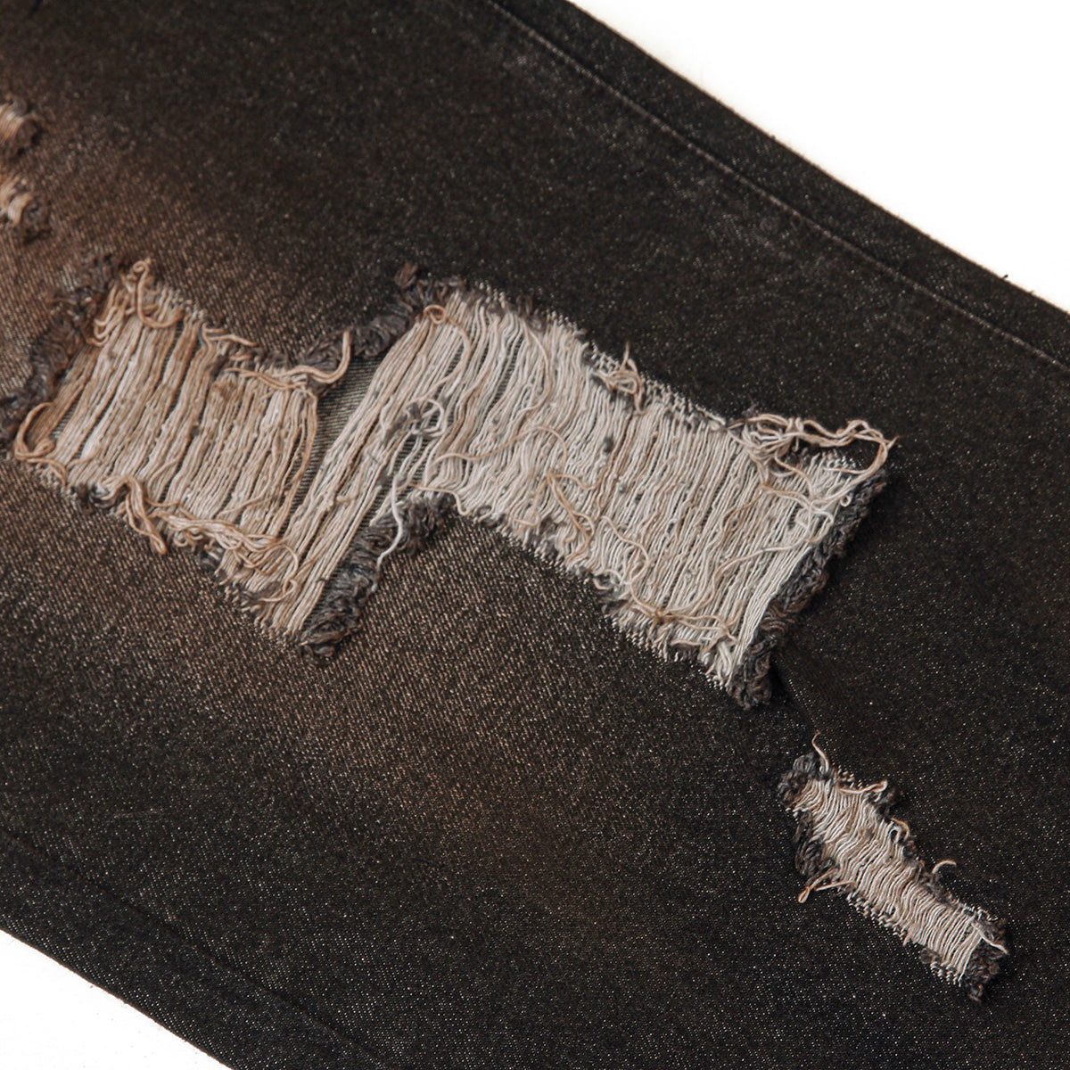 Acid Wash Destroyed Wide-Leg Jeans