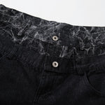 Marble Pattern Panels Black Wide Leg Painter Pants