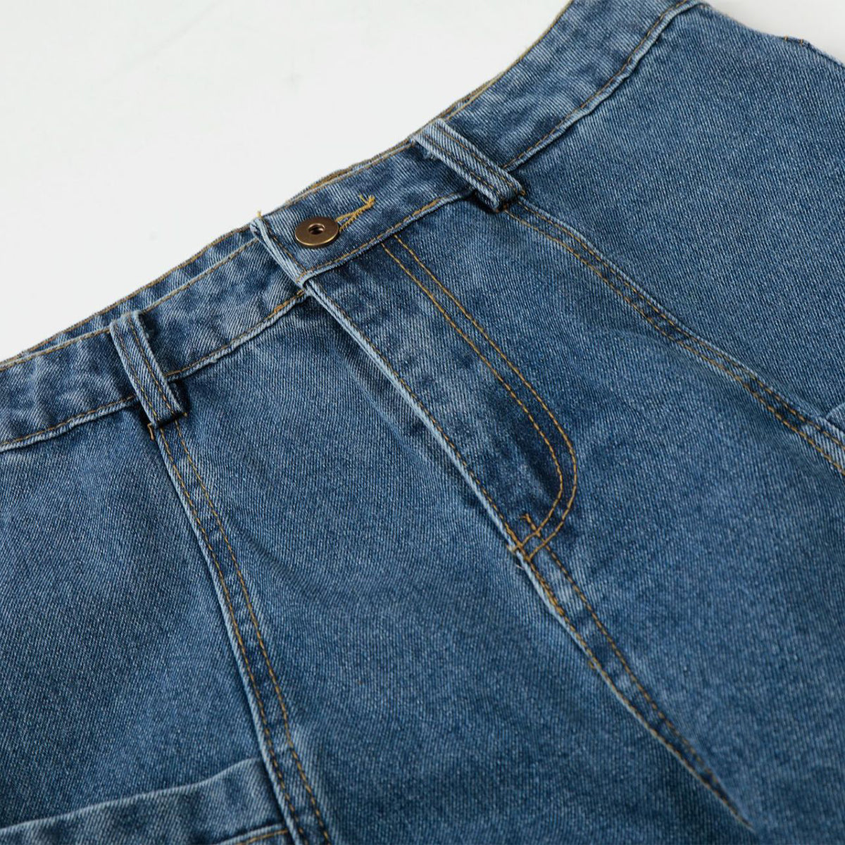 Large Patch Pocket Vintage Washed Wide Leg Denim