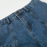 Large Patch Pocket Vintage Washed Wide Leg Denim