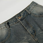 Studded Cross Detail Vintage Washed Wide Leg Denim