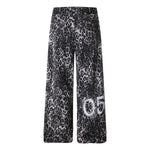 Leopard Print Drawstring Wide-Leg Graphic Pants