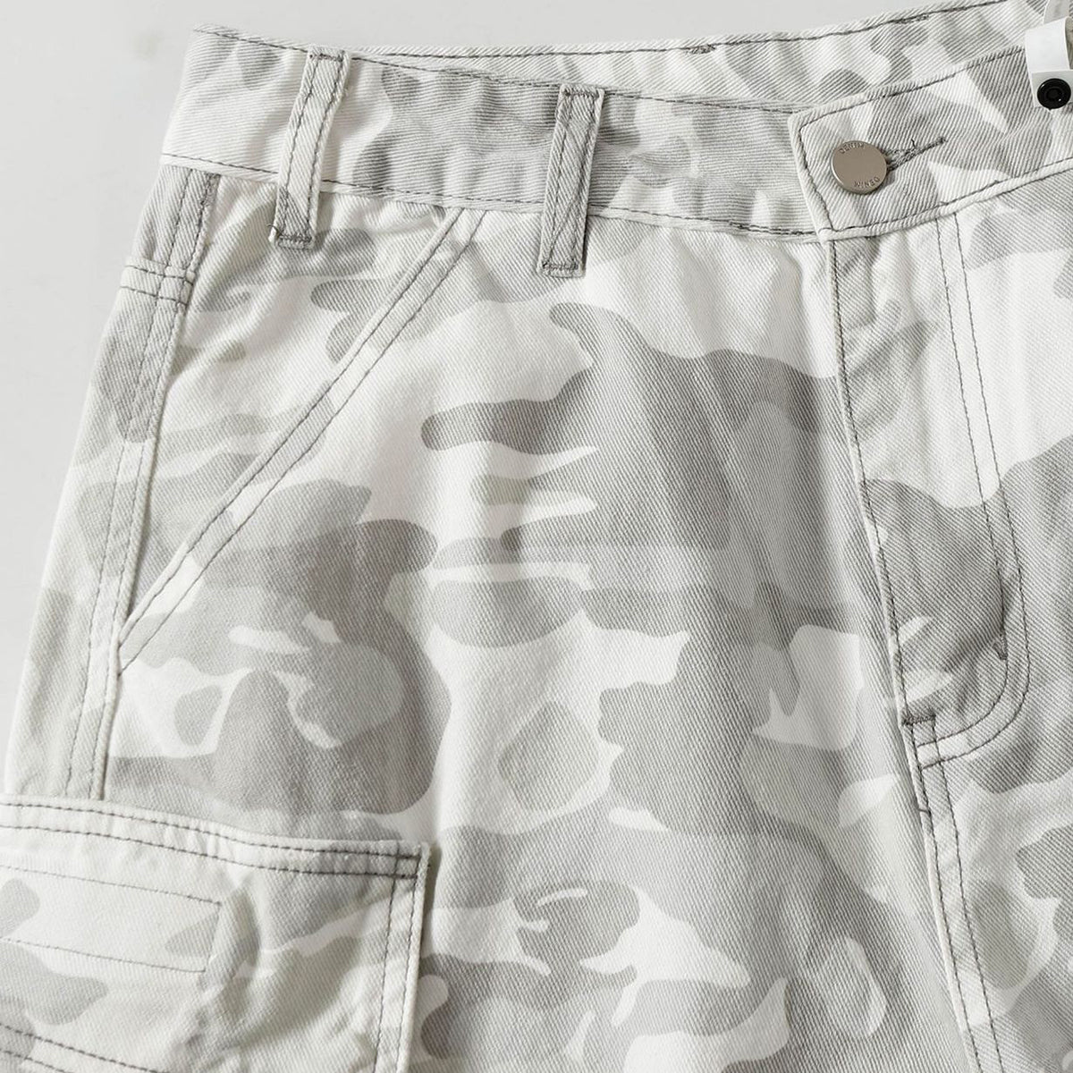 Snow Camo Combat Multi Pocket Wide Leg Cargo Pants