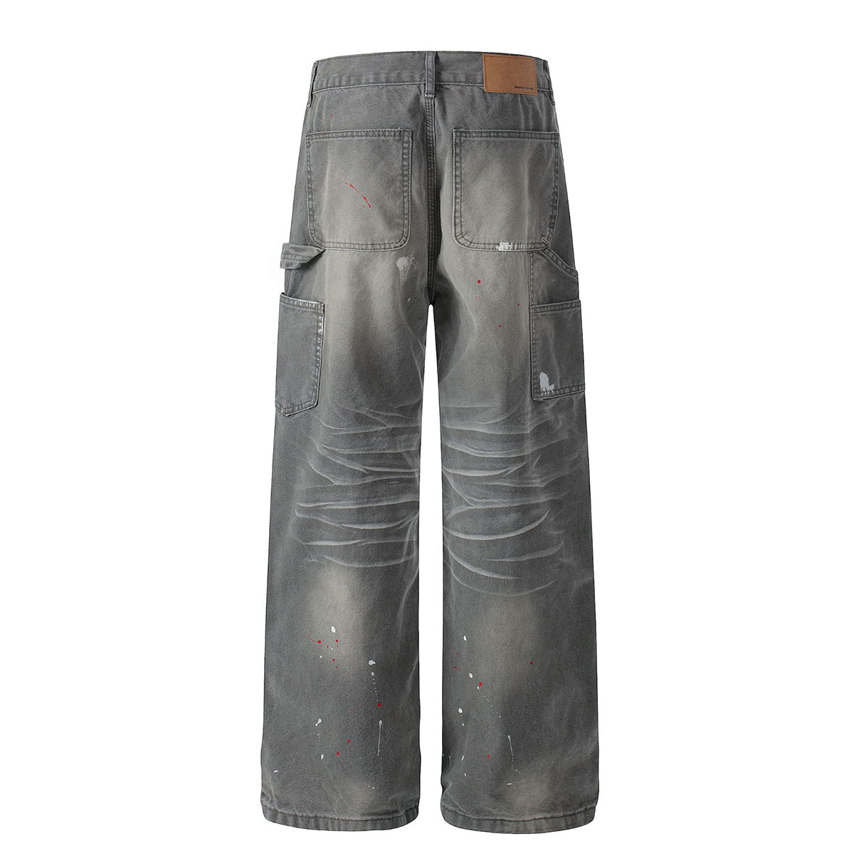 Wide Leg Banana Jeans Cat Whisker Painted Denim