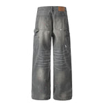 Wide Leg Banana Jeans Cat Whisker Painted Denim