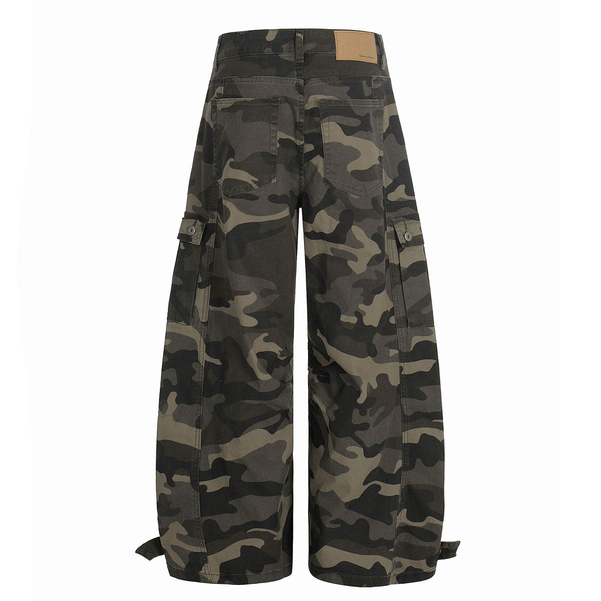 Camouflage Utility Wide Leg Adjustable Hem Pants