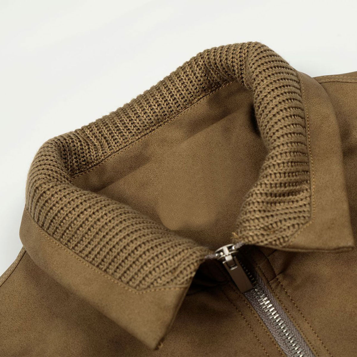 Suede Boxy Fit Padded Jacket Trimmed