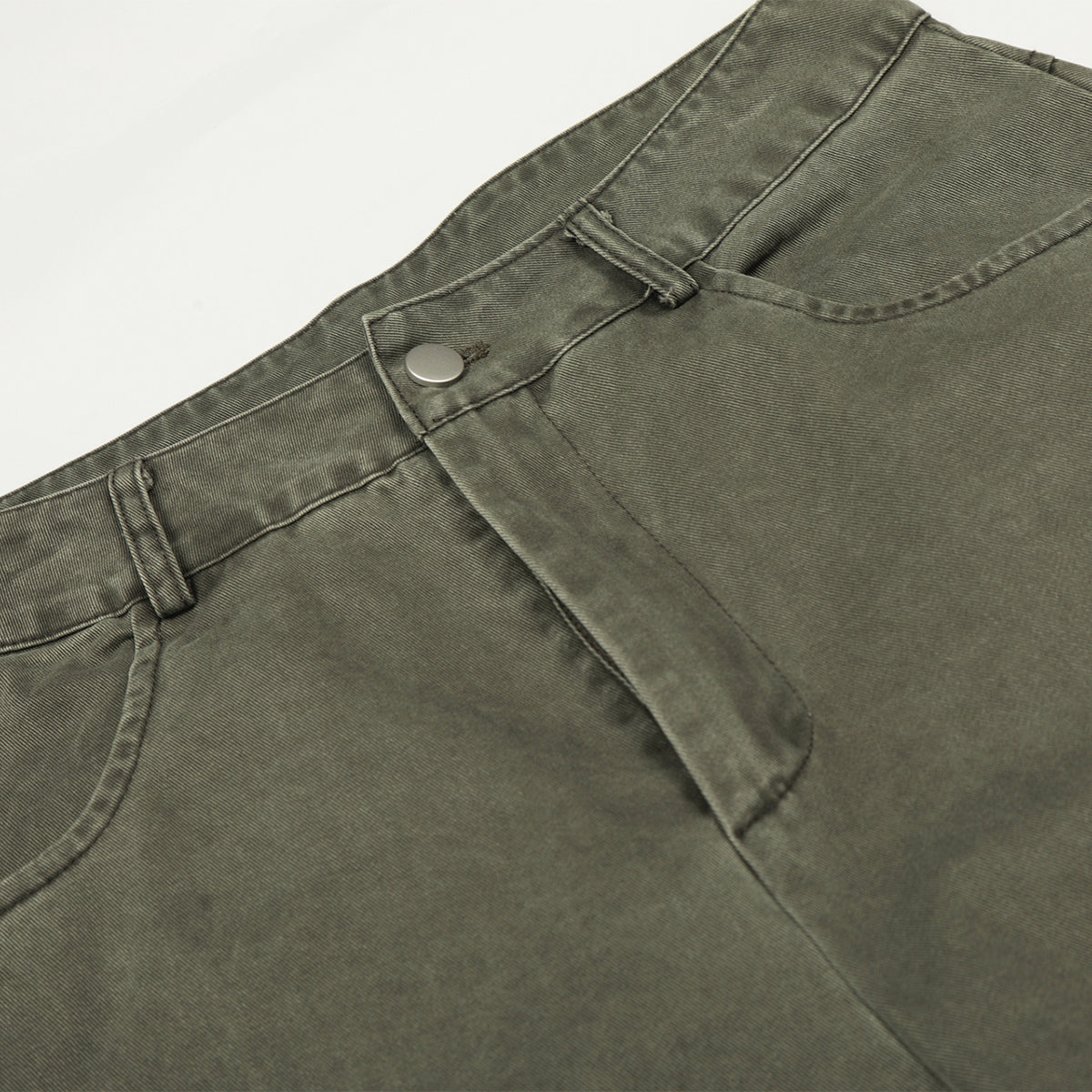 Olive Wide Leg Pants Star Cross Embroidery Details