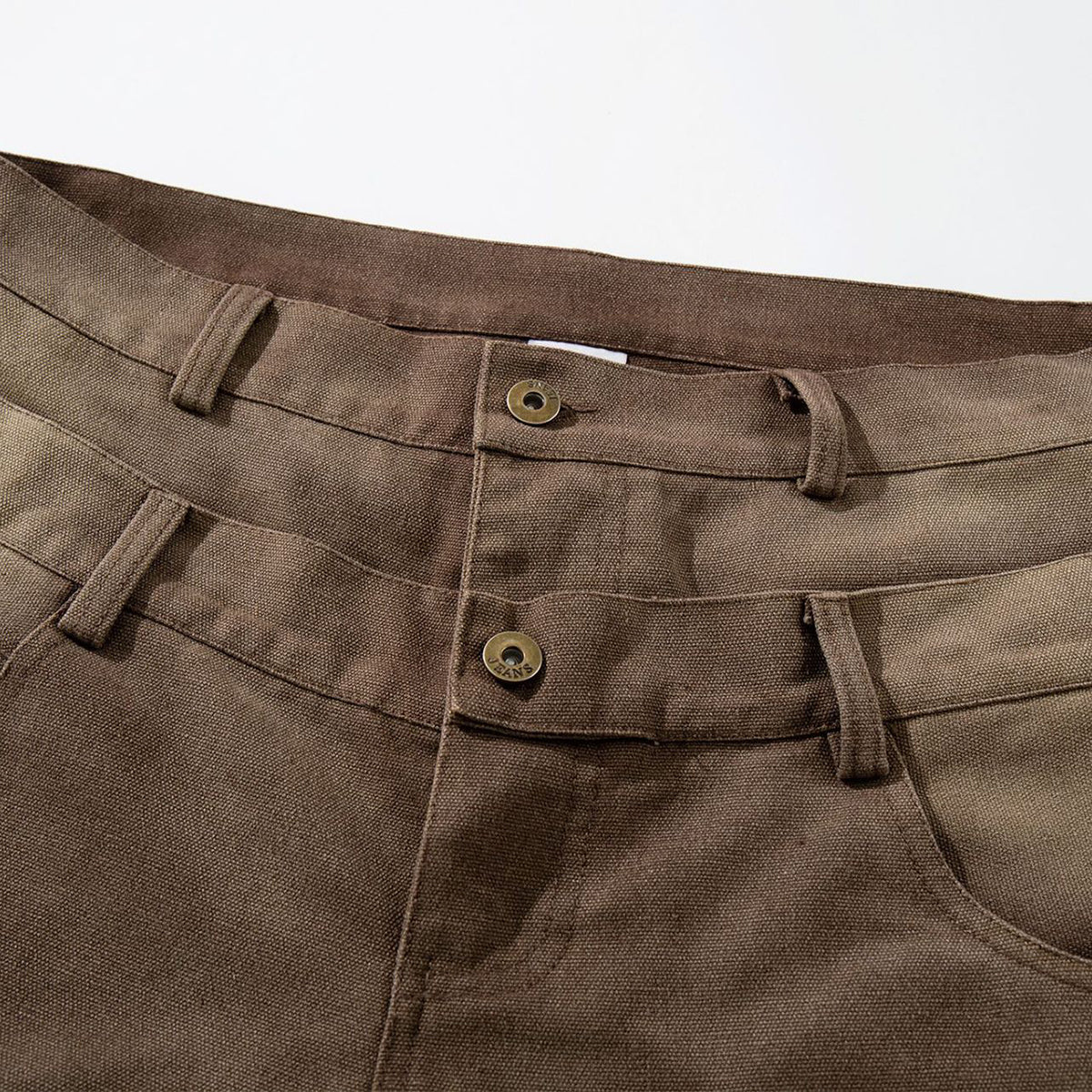 Reinforced Stitching Brown Vintage Wide Leg Painter Pants
