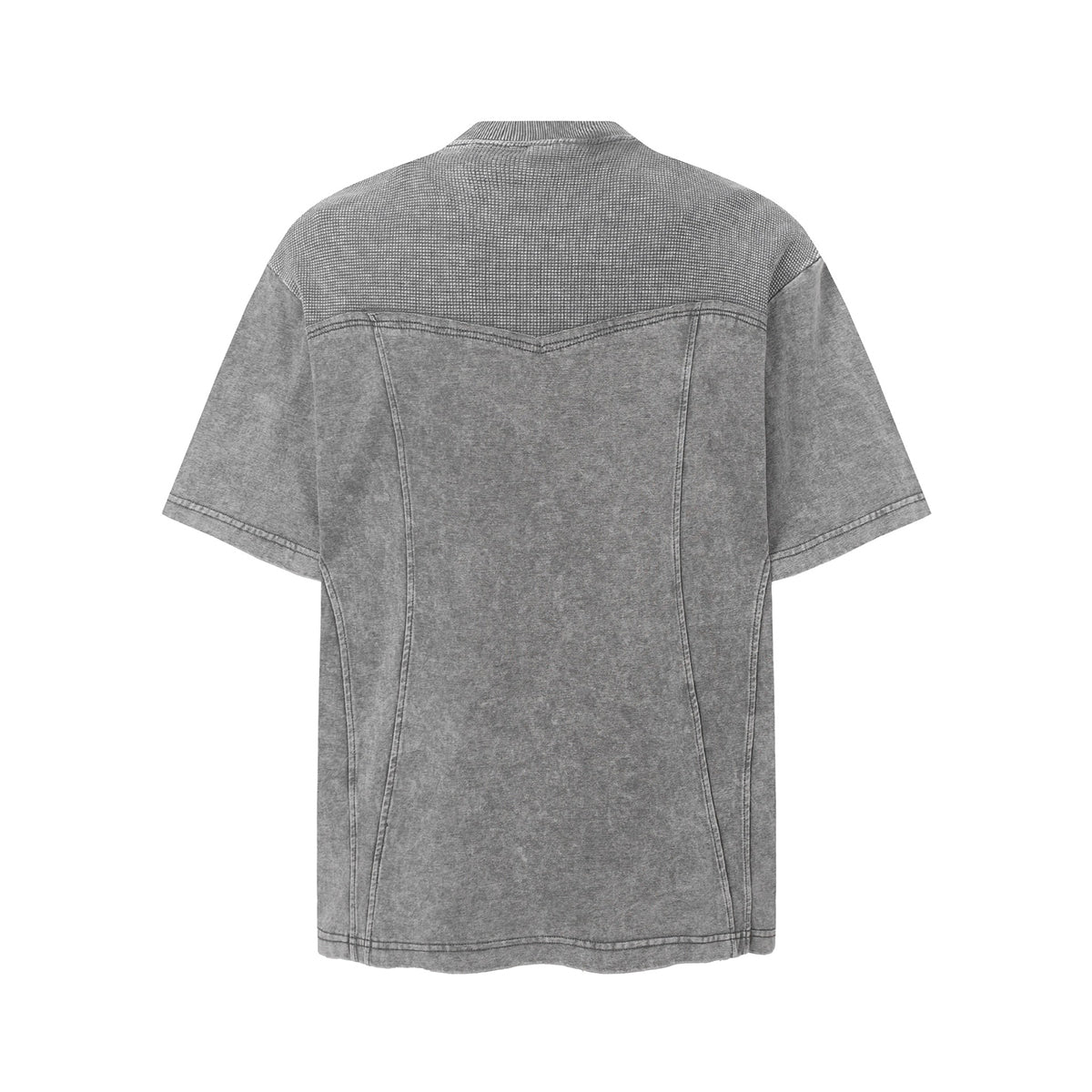 Vintage Washed Short Sleeve Textured Panel Design Tee
