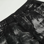 Studded Black Paint Splatter Wide Leg Jeans