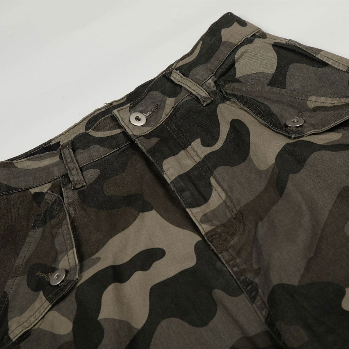Camouflage Utility Wide Leg Adjustable Hem Pants