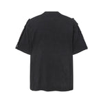 Button Shoulder Detail Vintage Washed Short Sleeve Tee