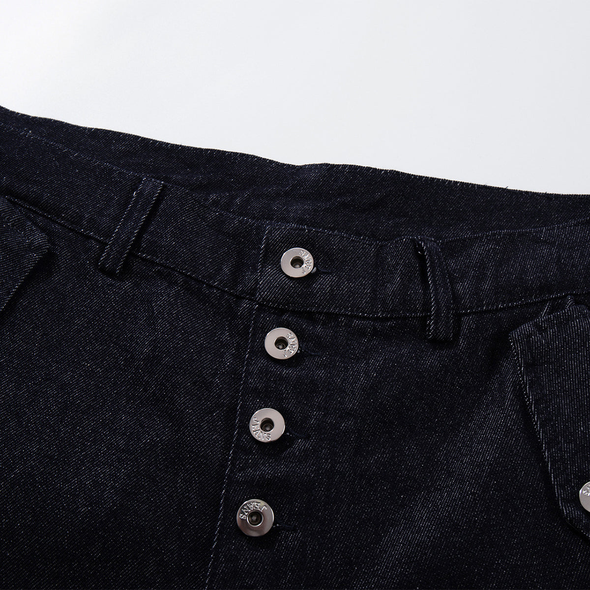 High Waisted Relaxed Fit Button Fly Vintage Blue Jeans