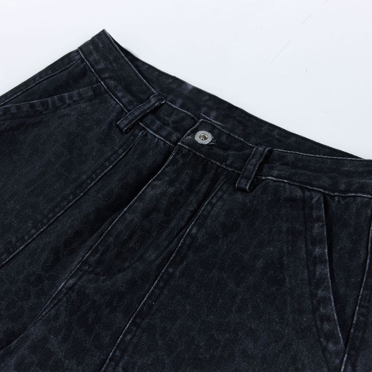 Vintage Washed Leopard Print Relaxed Wide Jeans