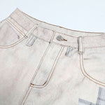 High Street Vintage-Inspired Patchwork Print Wide-Leg Jeans