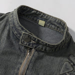 Bold Stitching Distressed Denim Jacket
