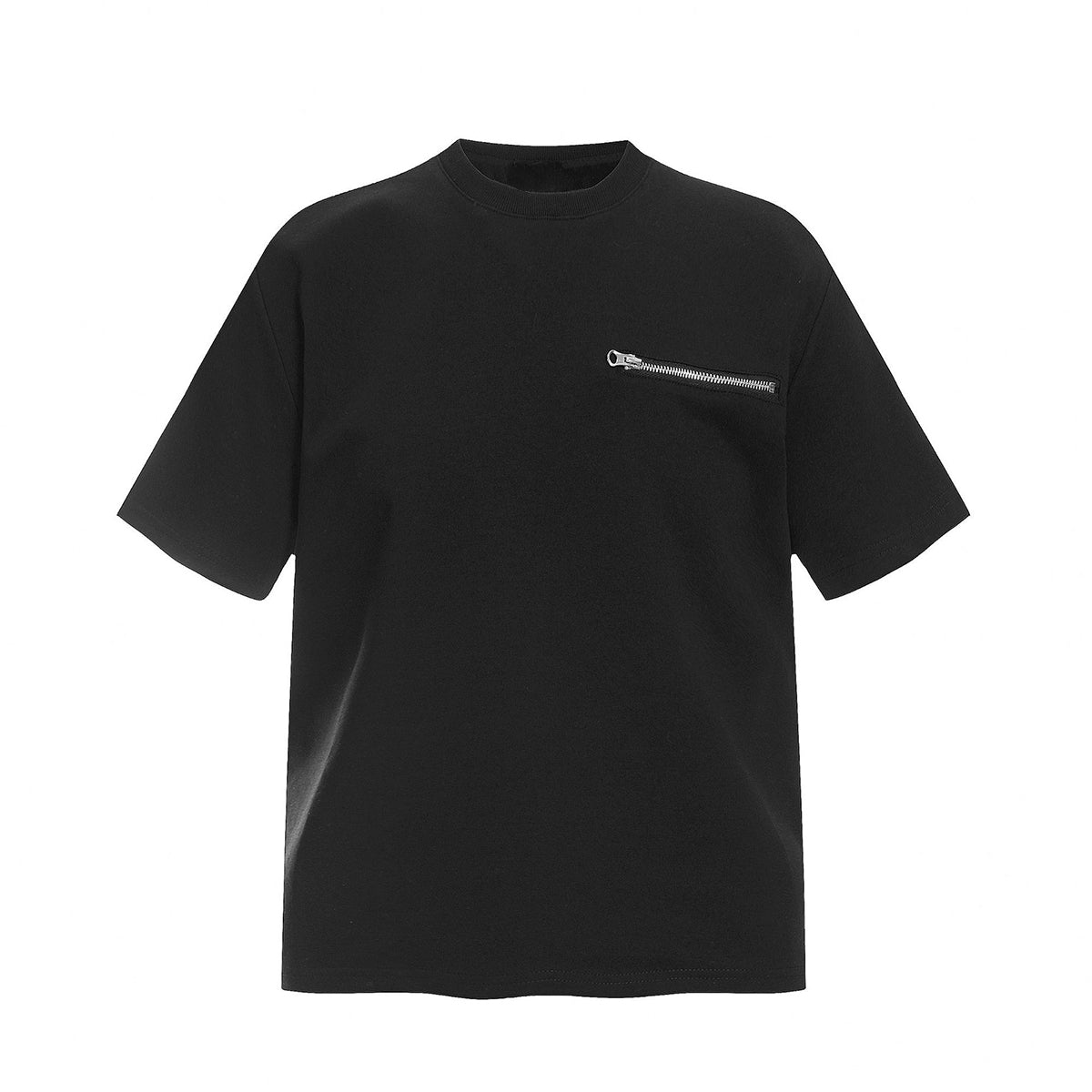 American Streetwear Deconstructed Zip Slim Solid Tee