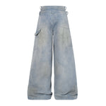 Distressed Detailing Vintage Wide Leg Painter Pants