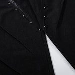 Croc Textured Panels Edgy Black Denim Wide Leg Jeans