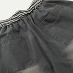 Casual Wide Leg Cargo Pants Striped Elastic Waistband