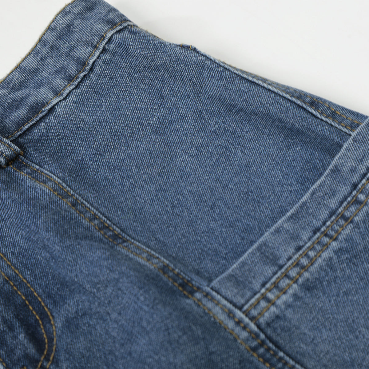 Large Patch Pocket Vintage Washed Wide Leg Denim