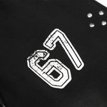 Studded 67 Print Black Wide Leg Sweatpants