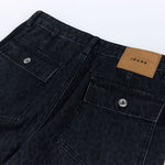 Vintage Washed Leopard Print Relaxed Wide Jeans