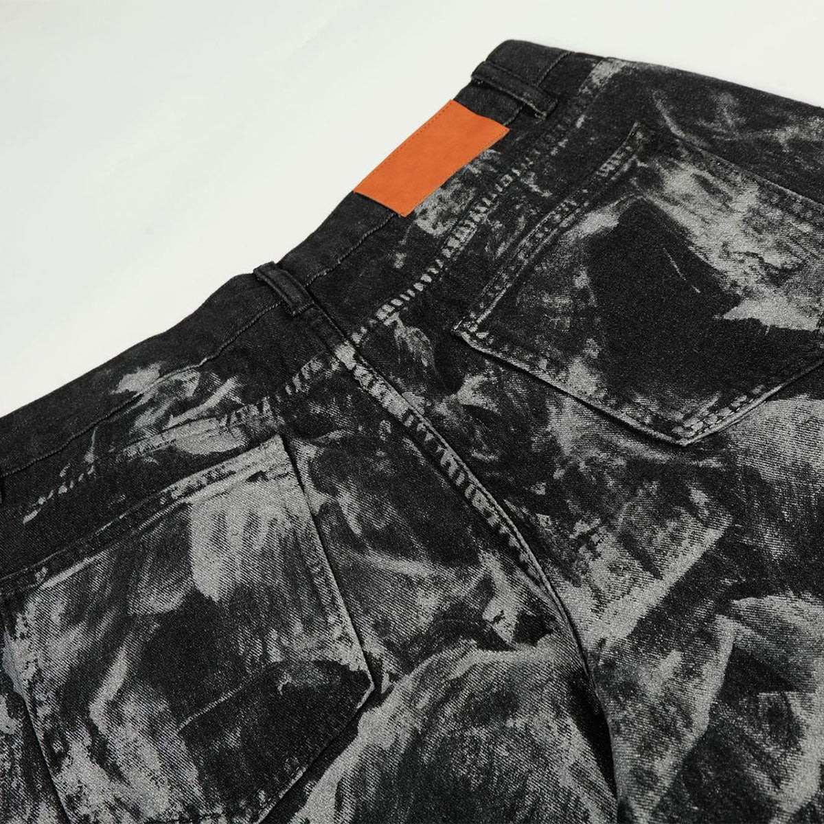 Studded Black Paint Splatter Wide Leg Jeans